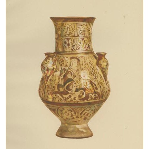 Henry Wallis, Lustreware Flower Vase, 1899, Chromolithograph For Sale - Image 4 of 9
