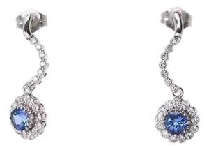 Diamond & Sapphire 14k White Gold Dangle Earrings