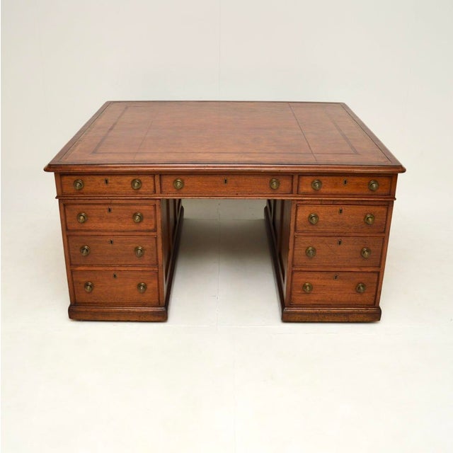 A magnificent antique Victorian leather top partners desk. This dates from around the 1840-1860 period. It is of extremely...