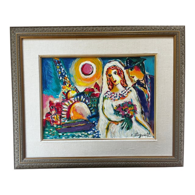 1990s Framed Zamy Steynovitz Hand-Embellished Serigraph "Wedding Vows by the River" - Ed. 91/150 For Sale