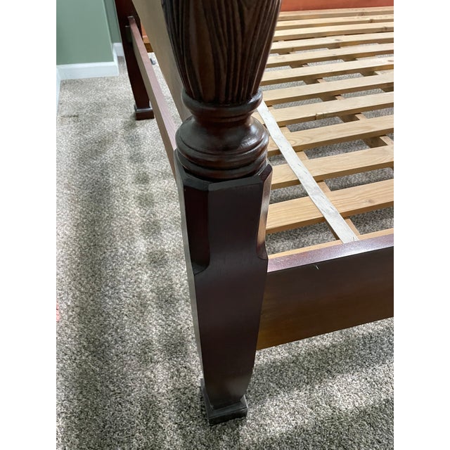 Vintage Thomasville Mahogany Collection Queen Size Rice-Post Bed For Sale In Detroit - Image 6 of 17