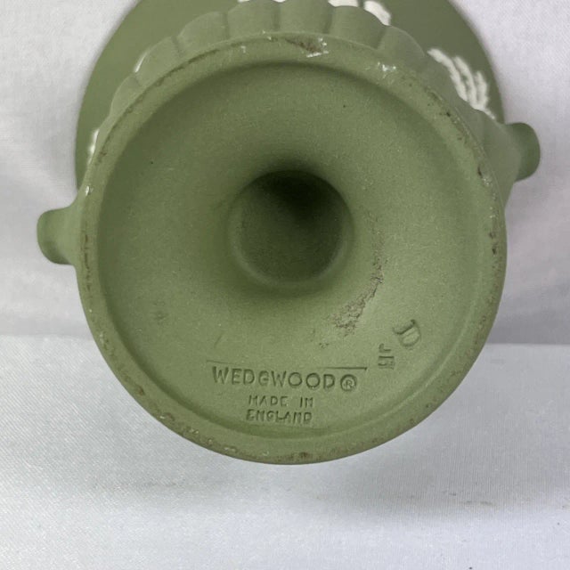 Mid-Century Modern Vintage Wedgwood Jasperware Green Sage Vase For Sale - Image 3 of 9