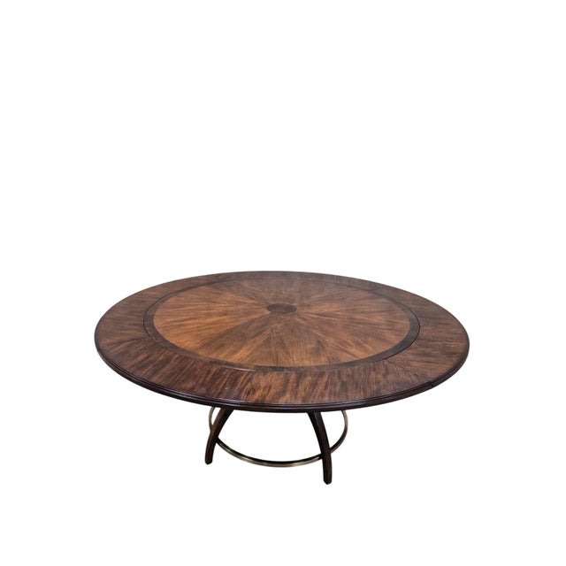 MCM Walnut Extension Dining Table With Sunburst Top For Sale In Chicago - Image 6 of 12