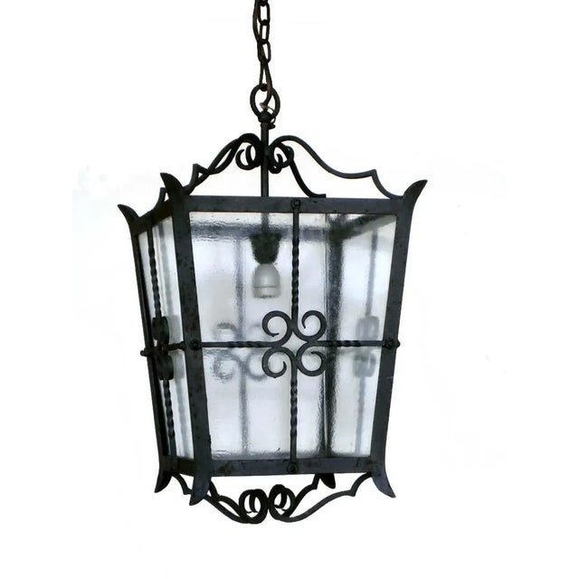 Mid-Century Large Italian Wrought Iron Ceiling Lamps, Set of 2 For Sale - Image 4 of 9