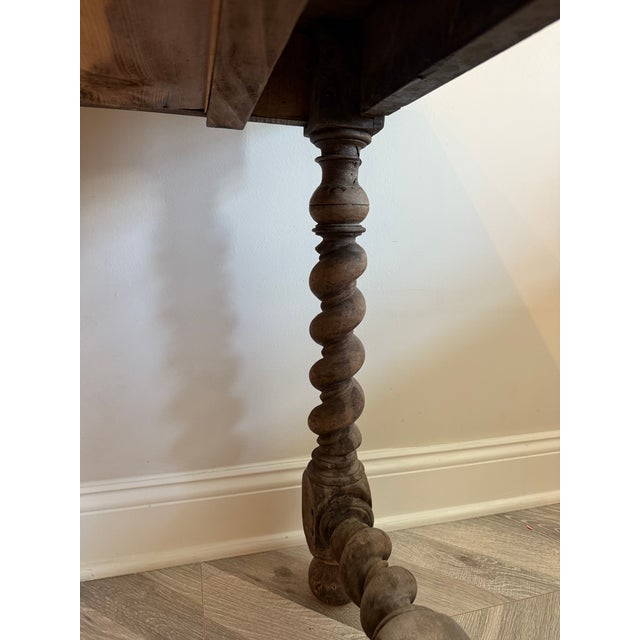 French Late 19th Century French Louis XIII Walnut Twisted Leg Writing Desk For Sale - Image 3 of 13