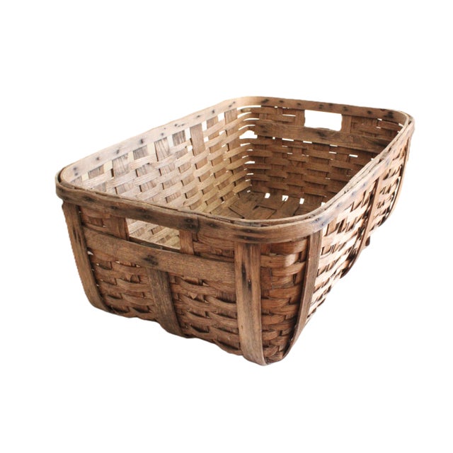 Once used in a European farmhouse, a utilitarian Ext. Large Antique Splint Laundry Basket. Shipping: We promptly ship the...