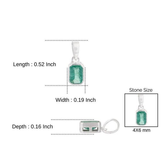 Emerald Solitaire Pendant in 925 Sterling Silver Fine Jewelry For Sale - Image 9 of 12