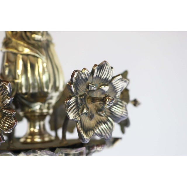 French Art Nouveau Hammered Brass Chandelier, 1890s For Sale - Image 15 of 18