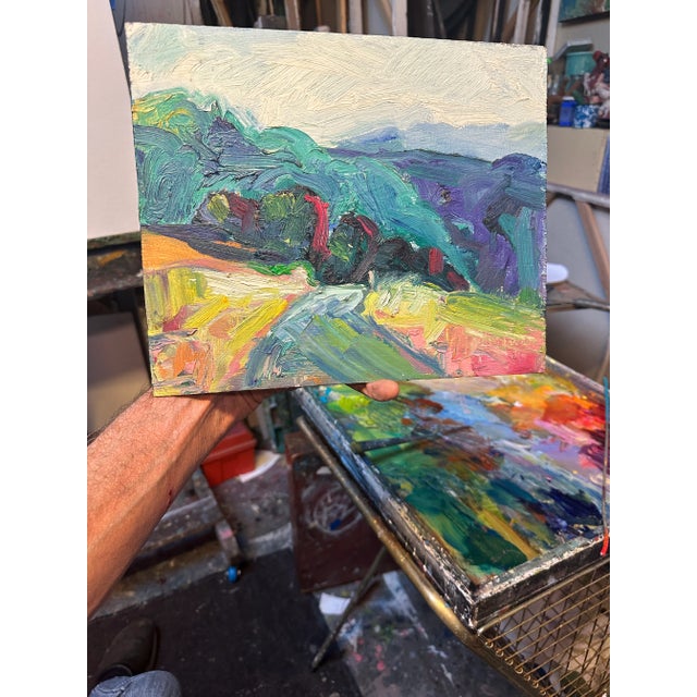 This is a 10”x 12” oil landscape painting by California painter James Hartman. It has rich surface texture.