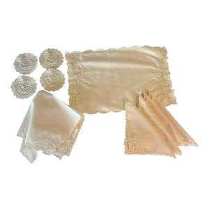 Vintage Maderia Ecru Table Setting 4 Placemats, Napkins and Coasters- 12 Pieces