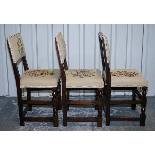 English Victorian Floral Tapestry Dining Chairs, Set of 6 For Sale - Image 10 of 16