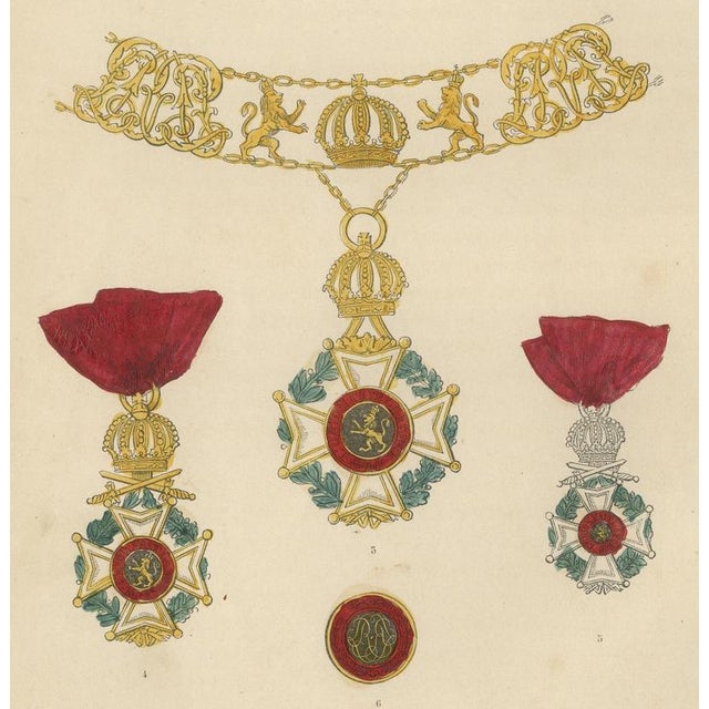 19th Century Plate XIV Orders of Belgium and Order of Leopold Stars Badges and Collar, 1844 For Sale - Image 5 of 8
