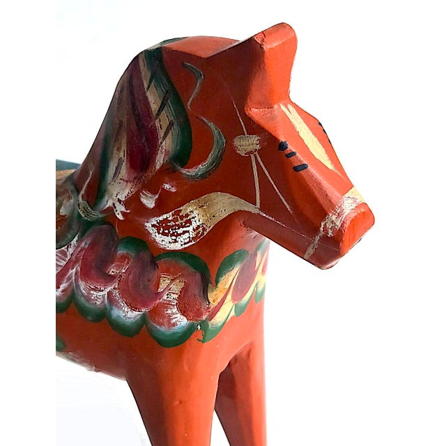 Vintage Swedish Folk Art Wood Dalah Horse For Sale In Miami - Image 6 of 13