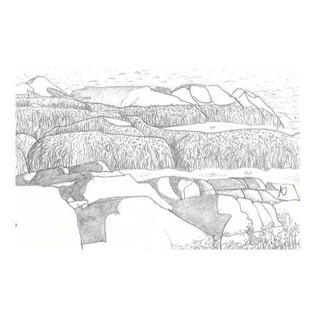 1987 Robert Angeloch Monhegan Maine Coast Drawing For Sale