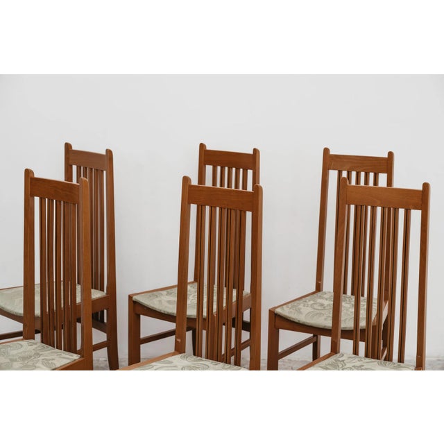 Vintage Scandinavian High Back Wood Dining Chairs, 1980s, Set of 4 For Sale - Image 11 of 12