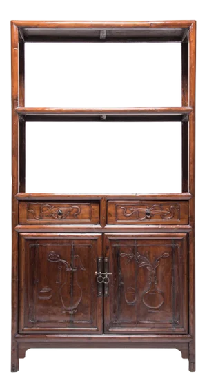 19th Century Chinese Relief Carved Scholars' Shelf