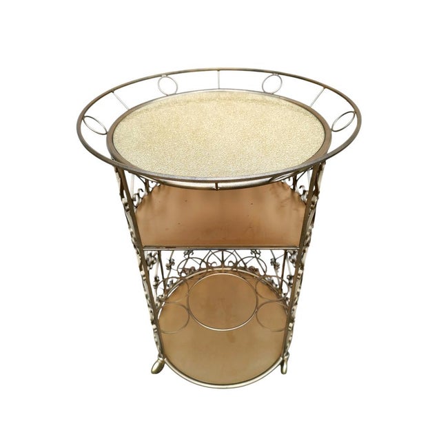 Mid-Century Modern Round Bar Cart in Wrought Iron by Chaty Vallauris, 1970s For Sale - Image 9 of 10