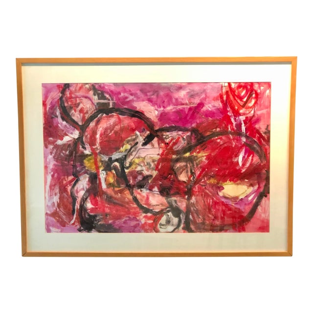 “Woman’s Wattage” Abstract Expressionist Painting by Ellen Reinkraut, Framed For Sale