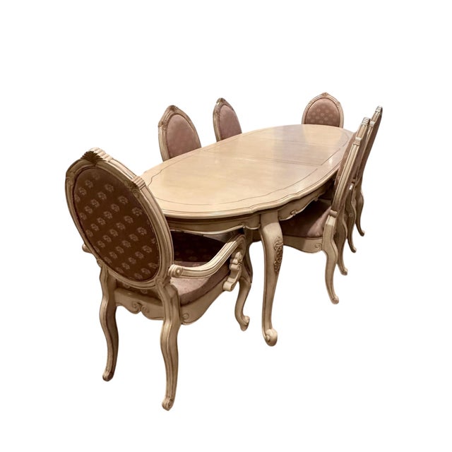 Aico Michael Amini Lavelle Classic Pearl Dining Set - Table and 6 Chairs For Sale In New York - Image 6 of 15