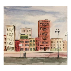1950s "City Street and City Buildings Study 41" Watercolor Painting by Eve Nethercott