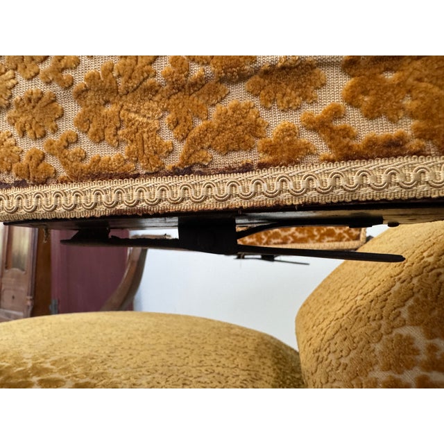 19th Century Recliner With Velvety Damask Upholstery With Footstool For Sale - Image 9 of 10