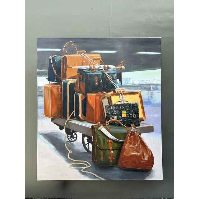 This monumental contemporary oil painting offers a captivating and cinematic still-life study of high-end travel. The...