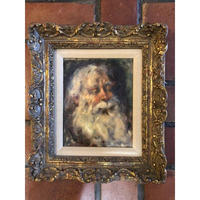 American Oil on Board of Talmudic Scholar Attributed to Cydney Grossman For Sale - Image 3 of 10