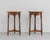 Matching pair of late 19th century gillows oak occasional side circular tables with marble tops. Each stamped: gillows...