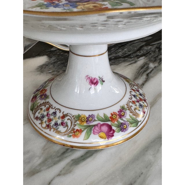 Vintage Schumann Bavaria Chateau Pattern Compote and Luncheon Plate - A Pair For Sale - Image 12 of 17