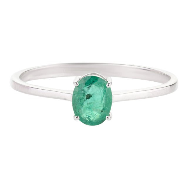 Oval Cut 18k Emerald Statement Ring Size 7 (All Sizes Available) For Sale