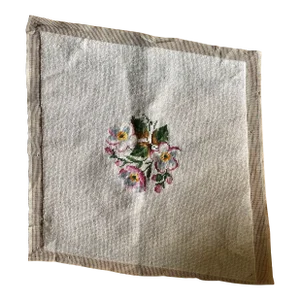 Vintage Floral Needlepoint Textile Pillow / Seat Cover