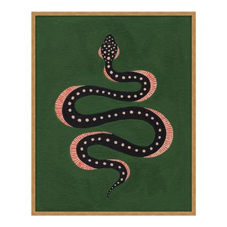 Apple the Snake by Willa Heart in Gold Framed Paper, Small Art Print For Sale