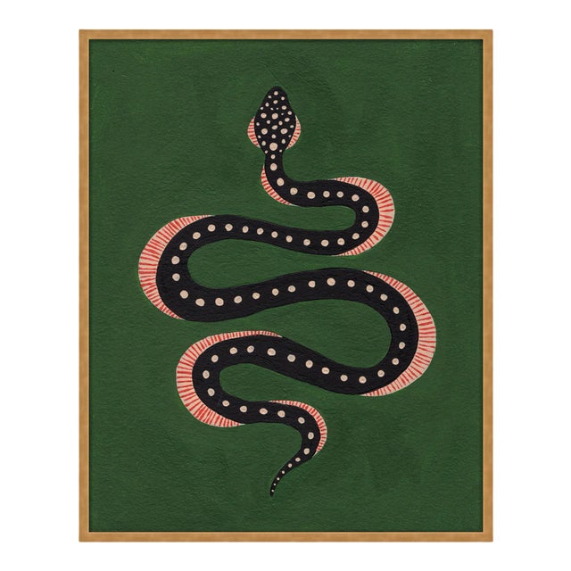 Apple the Snake by Willa Heart in Gold Framed Paper, Small Art Print For Sale