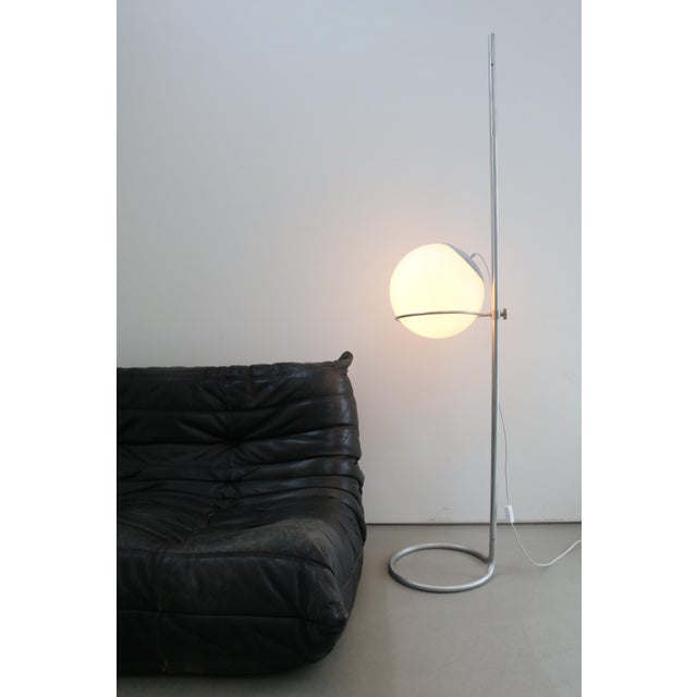 Vintage Italian Space Age Floor Lamp in Aluminum and Opal Glass, 1970s For Sale - Image 4 of 11