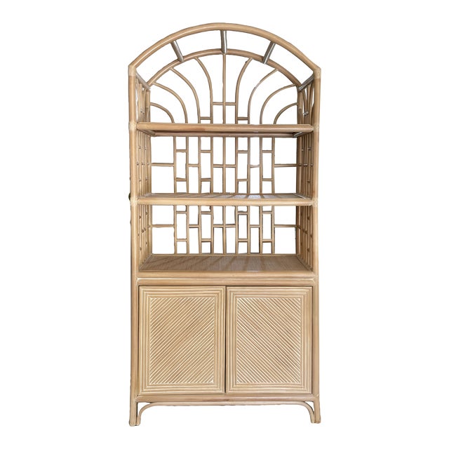 Boho Chic Pencil Reed Arch Top Etagere With Lower Chairish