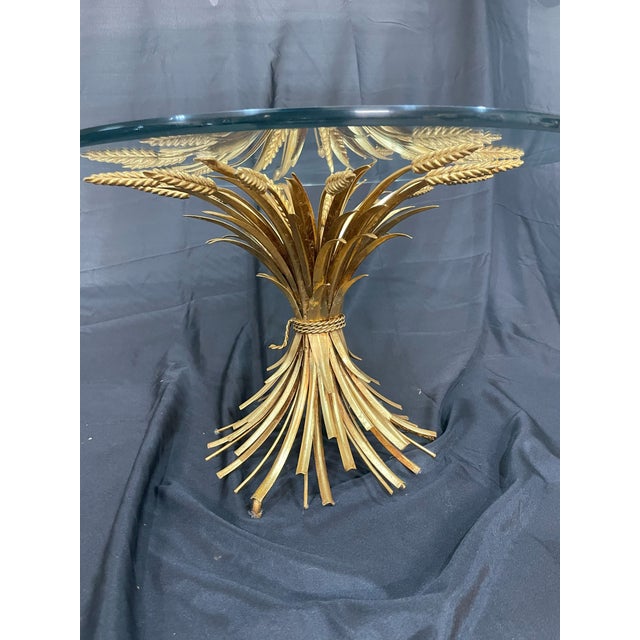 Mid-Century Modern Gold Wheat Sheaf End Table For Sale - Image 3 of 6