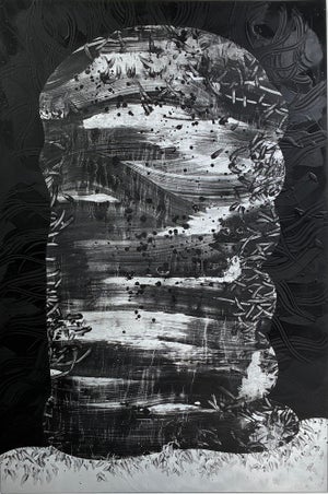 " Onyx Mined by Silver" by Michael DesRosiers Polymer Paint on MDF Panel (2022)