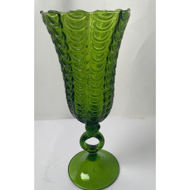Forest Green Large Vintage Handcrafted Murano Glass Chalice in the Style of Carlo Scarpa, 1950s For Sale - Image 8 of 16
