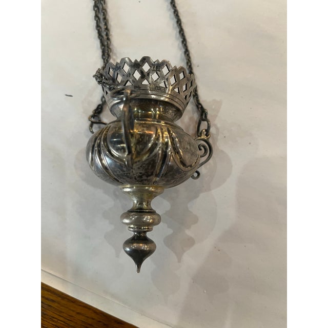 1852 Imperial Russian 84 Silver Orthodox Hanging Icon Lampada, St. Petersburg For Sale - Image 6 of 7
