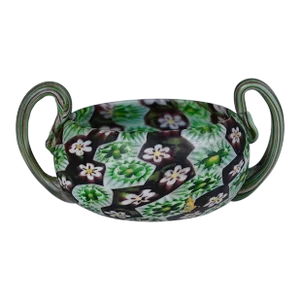 Antique Millefiori Bowl With Handles, Fratelli Toso Murano Ca. 1900s