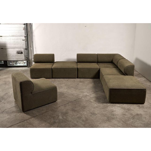 Gold Modular Sofa in Grey Green Fabric from Eave, Set of 7 For Sale - Image 8 of 14
