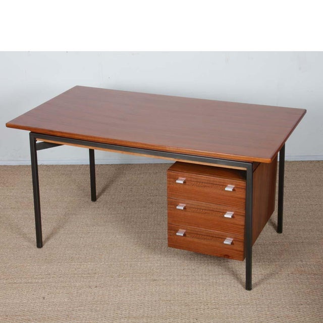 Vintage Wooden and Metal Desk, 1960s For Sale - Image 4 of 8