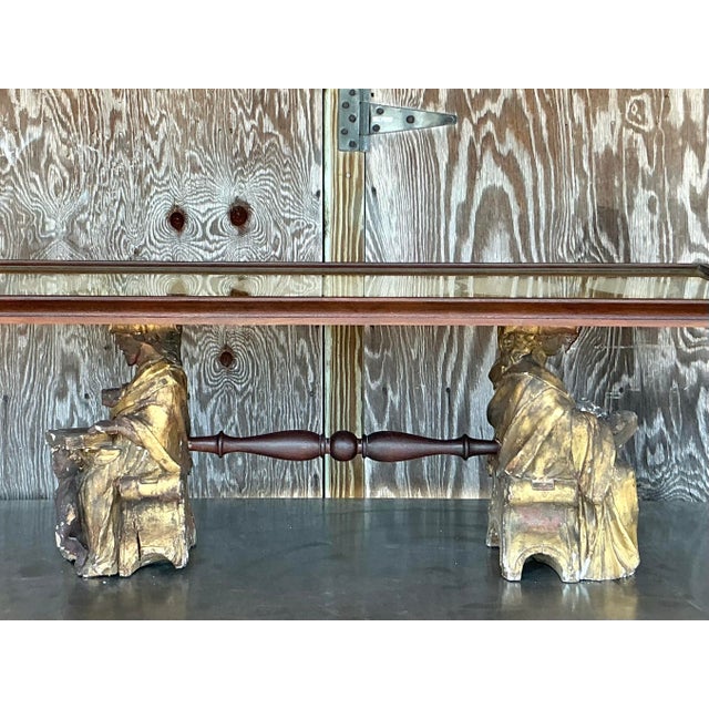 Sienna Vintage Boho Carved Angel Coffee Table For Sale - Image 8 of 12