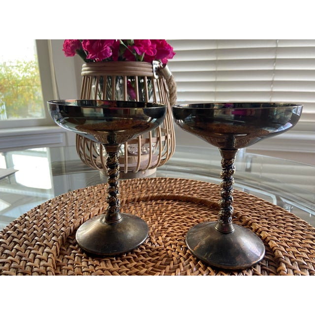 Vintage F. B. Rogers Silver Plate Champagne Goblets These beautiful silver plated champagne goblets are tarnished but...