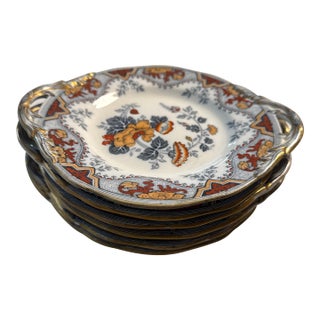 Antique Doulton (p.b.&h) Burslem Alma Salad Plate With Handles. Set of 5. For Sale