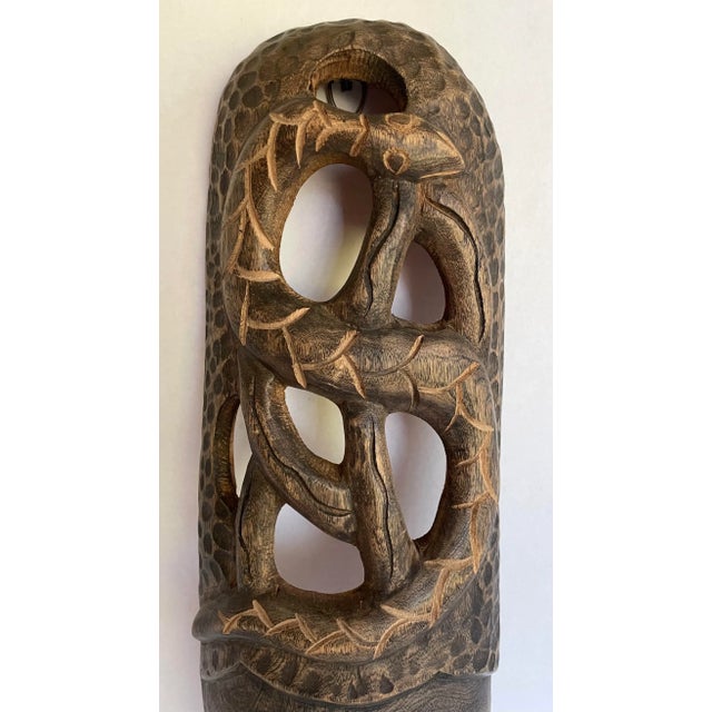 Mid 20th Century Vintage Hand-Carved Wood African Haitian Mask For Sale - Image 5 of 9