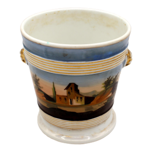 Circa 1870 Old Paris French Porcelain Cache Pot With Drip Pan Base