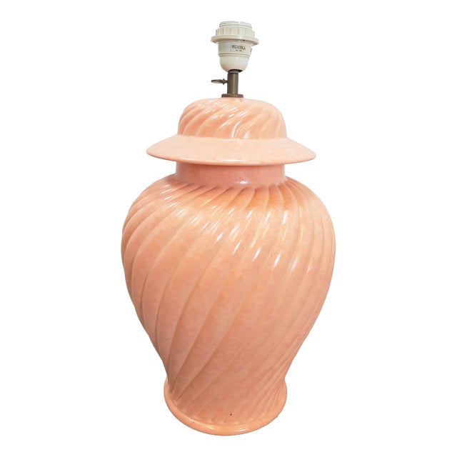 Large Table Lamp in Pink Ceramic from Kostka, 1980 For Sale