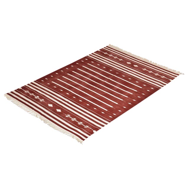 Dahlia Rug, 9x12, Brick Red & White For Sale