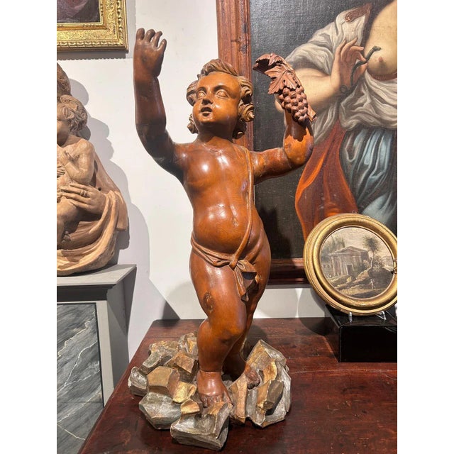 Bacchus Allegory, Early 1700s, Pine Wood Sculpture For Sale - Image 7 of 7